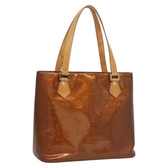 LOUIS VUITTON Monogram Vernis Houston Hand Bag Bronze LV Auth - Picture 1 of 16